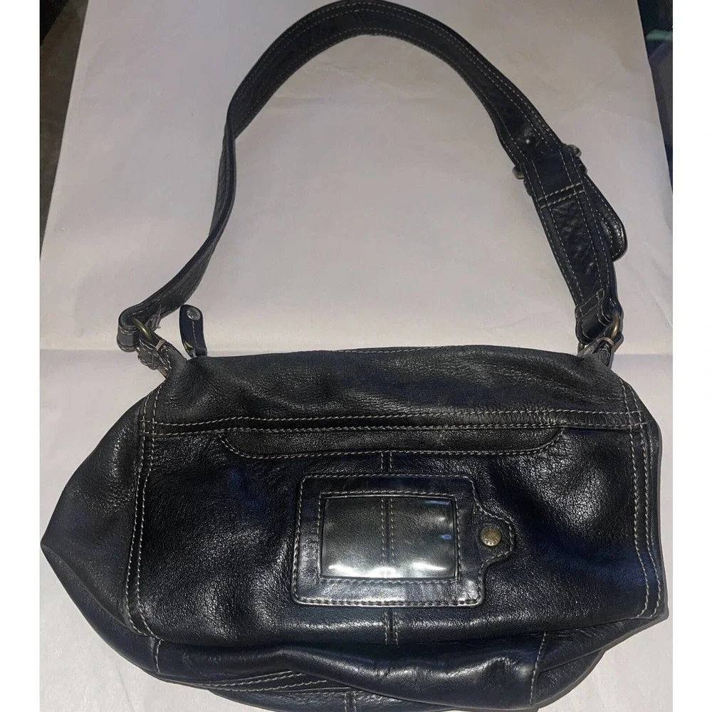 Fossil Brown Leather Small Adjustable Buckle‎ Strap Purse Shoulder Bag ID Holder